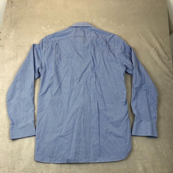 J.Crew Mens Dress Shirt Large 16-16.5 Neck Thompson Shirtings Blue Gingham - Picture 9 of 9